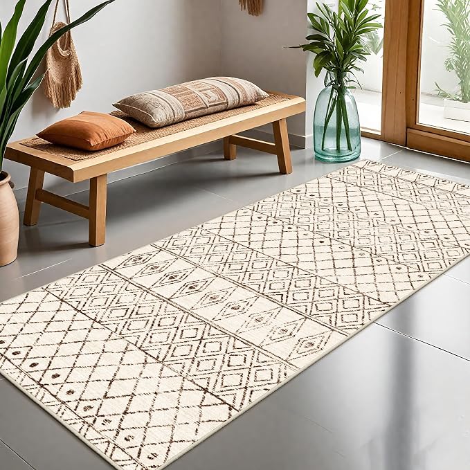 3x6 Washable Kitchen Runner Rug: Non Slip Moroccan Hallway Runners - Image 3