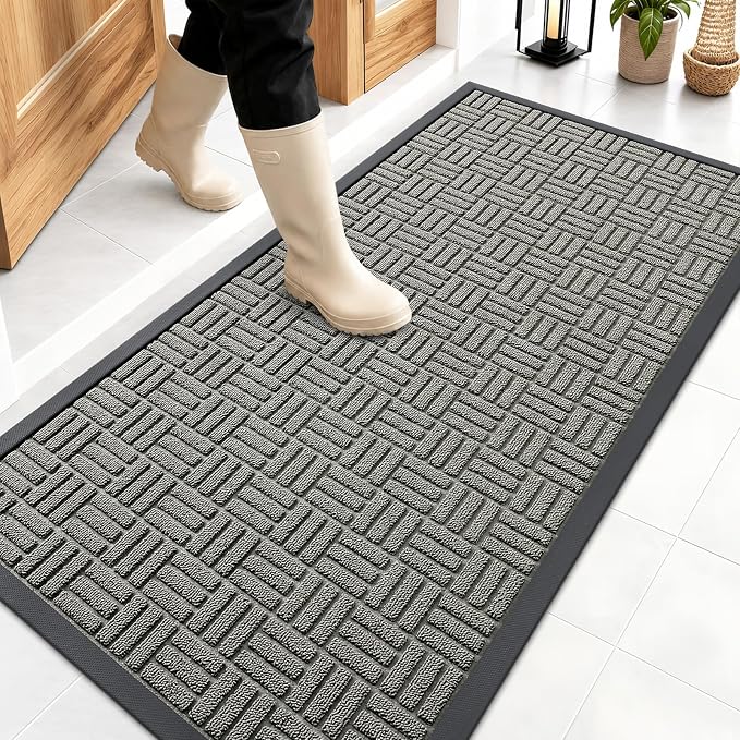 OLANLY Front Door Mat Outside Entrance 47x23, Heavy Duty Sturdy Natural Rubber by OLANLY
