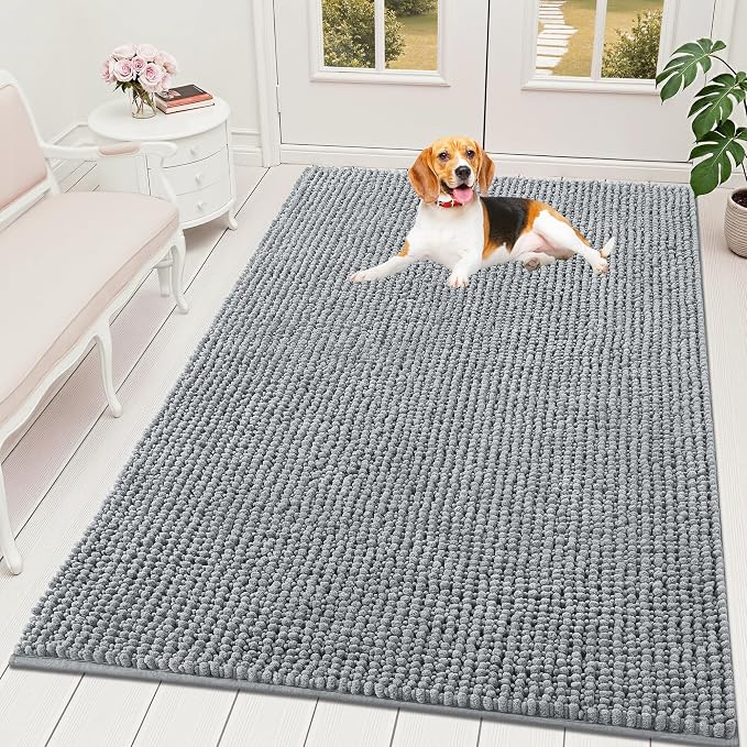 OLANLY Dog Door Mat for Muddy Paws 70x46, Ultra Absorbent Chenille Mud Doormat by OLANLY