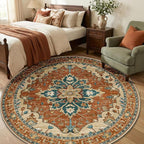 RELEANY Area Rugs Round 6ft Washable Non-Slip, Floral Vintage Distress by RELEANY