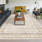 Hazo Haus Washable Ivory Living Room Rug, 8x10 Non Slip Area Rugs - Image 3