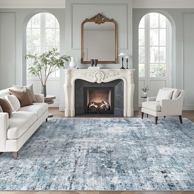 Soalmost Abstract Rug 8x10 Large Living Room Rugs Neutral Modern Washable Area by Soalmost