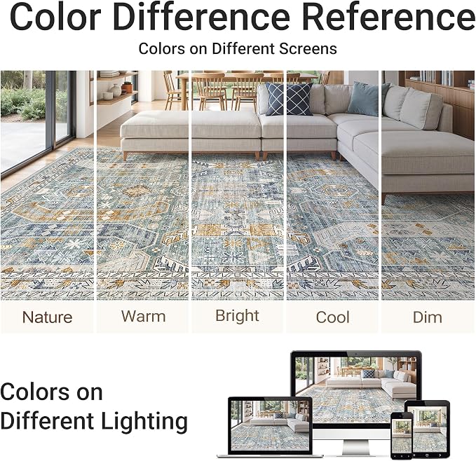 befbee 9x12 Area Rug, Ultra-Thin Washable Rugs - Image 6