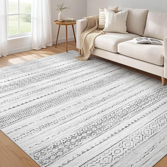 Nakagishi 6x8 Area Rug Living Room: Washable Boho Large Neutral Modern Soft by NakagishiAreaRug