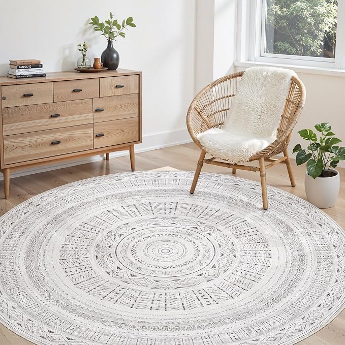 cotiled 6x6 Round Area Rugs Living Room Rug: Washable Boho Rugs by COTILED
