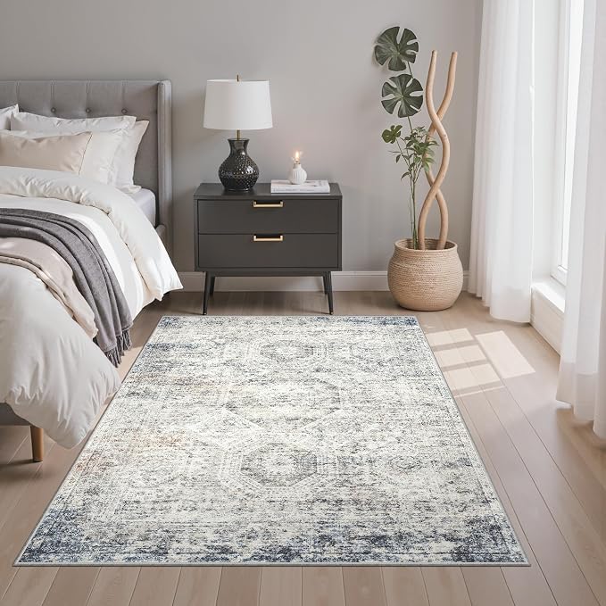 Soalmost 4x6 Area Rugs for Living Room, Vintage Washable Rugs for Dining Room - Image 2