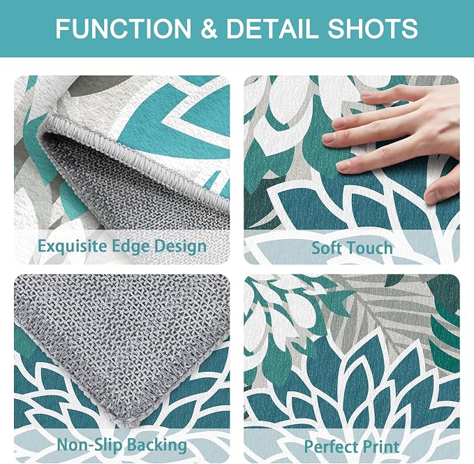 Colorful 3x5 Washable Rug for Living Room Tropical Botanical Modern Floral - Image 4