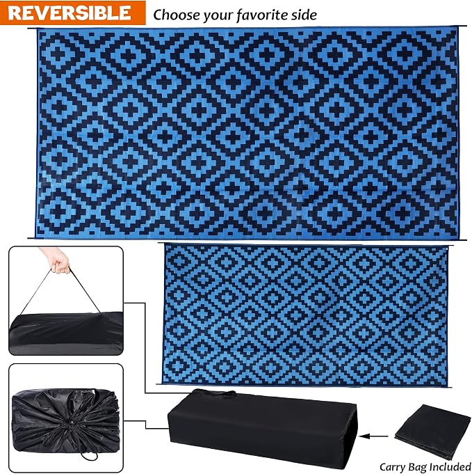 SAND MINE Waterproof Outdoor Rug 9x18 ft, Plastic Reversible Rug, Modern Area - Image 3