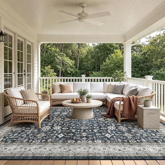 Ashen Farmhouse Washable 8x10 Area Rugs - Image 4
