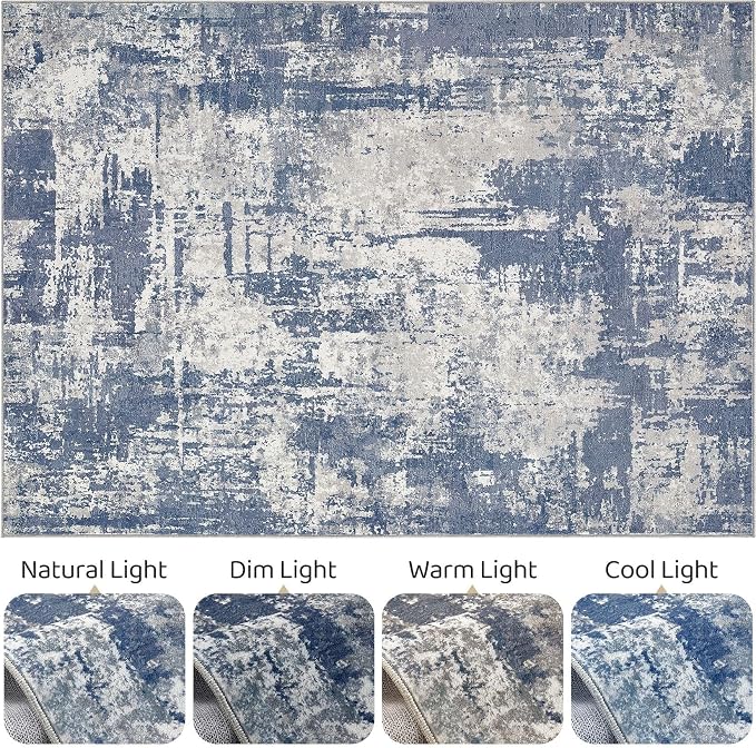 7x9 Area Rug Living Room: Washable Large Abstract Modern Soft Rug Stain - Image 9