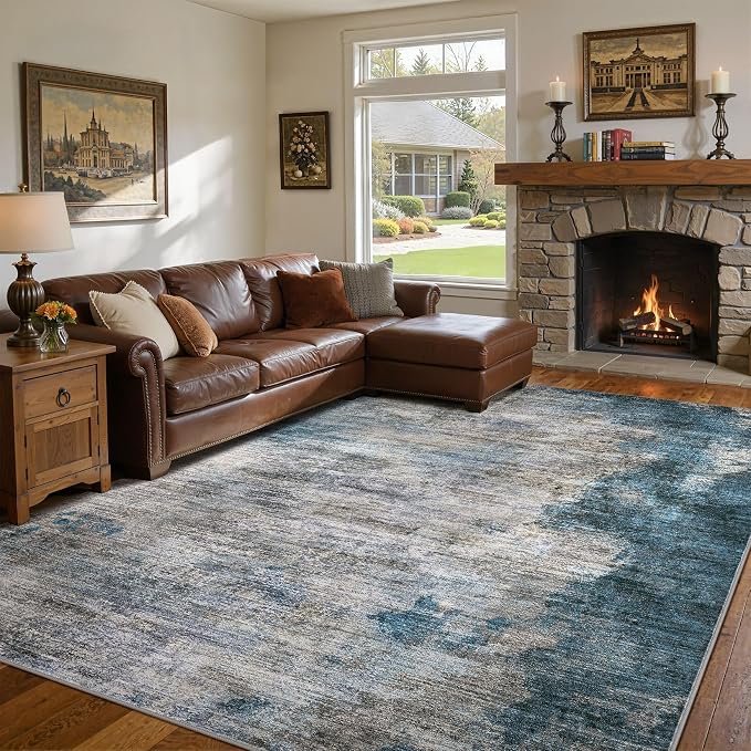 DMOYEST 9x12 Area Rug for Living Room, Washable & Non Slip Large Indoor Carpet by DMOYEST