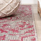 JONATHAN Y Boho Medallion Indoor Outdoor Runner Rug 2X8 Light Gray/Fuchsia - Image 6