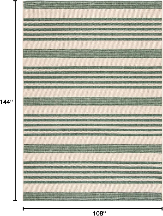 SAFAVIEH Courtyard Collection 9' x 12' Beige/Dark Green CY6062 Stripe - Image 2