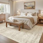 Soalmost 5x8 Area Rugs Beige Low Pile Indoor Washable Trendy Faded Style Rugs - Image 2
