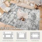 DMOYEST 9x12 Area Rug for Living Room, Washable & Non Slip Large Indoor Carpet - Image 2