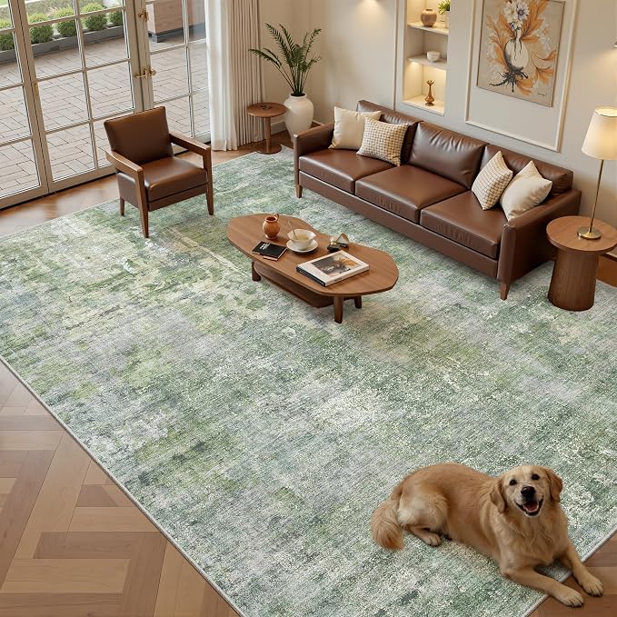 Soalmost 7x10 Area Rug for Living Room Washable Abstract Vintage Soft Thin - Image 2