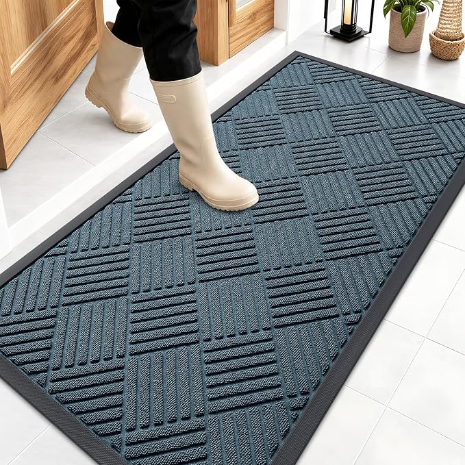 OLANLY Front Door Mat Outside Entrance 47x23, Heavy Duty Sturdy Natural Rubber by OLANLY