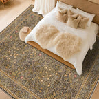 Vintage Gold Brown Living Room Rug, 7x10 Washable Area Rugs - Image 3