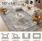 10x14 Area Rugs Living Room: Washable Vintage Rug Large Non-Slip Stain - Image 4