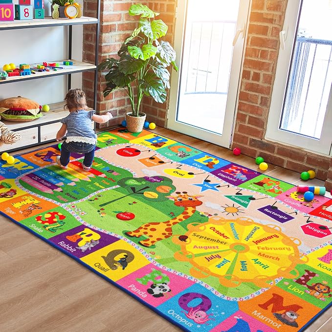 6x9 Playroom Rugs for Kids Washable, Educational and Fun Playmat - Image 3