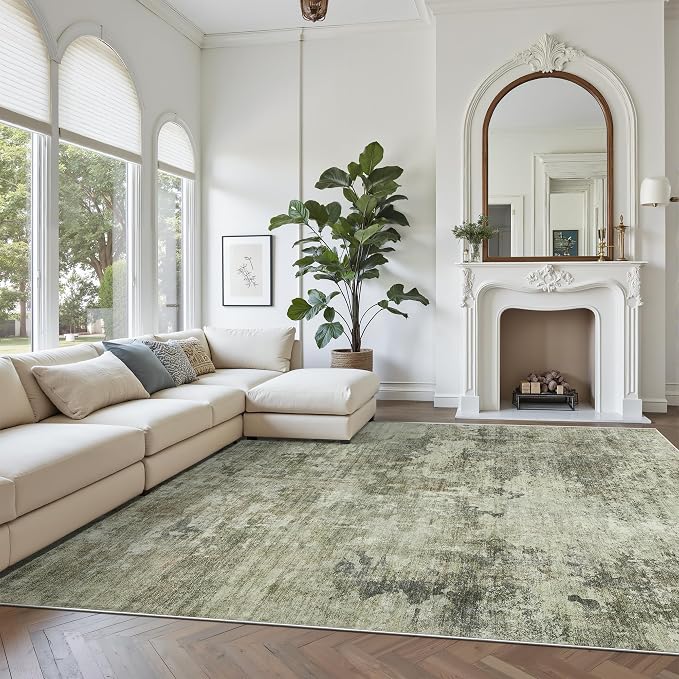 Soalmost Abstract Rug 8x10 Large Living Room Neutral Modern Washable Area Rugs - Image 8
