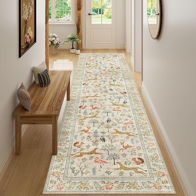 DUKINO Washable 2.6x10 Runner Rug, Non Slip Animal Print Runner Rug - Image 6