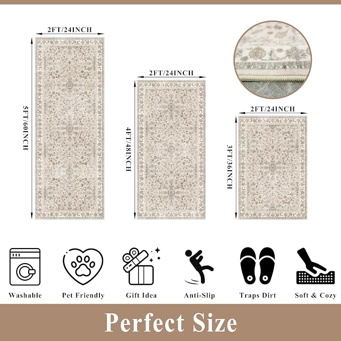 3-Piece Kitchen Rug Set of 3 - Image 2