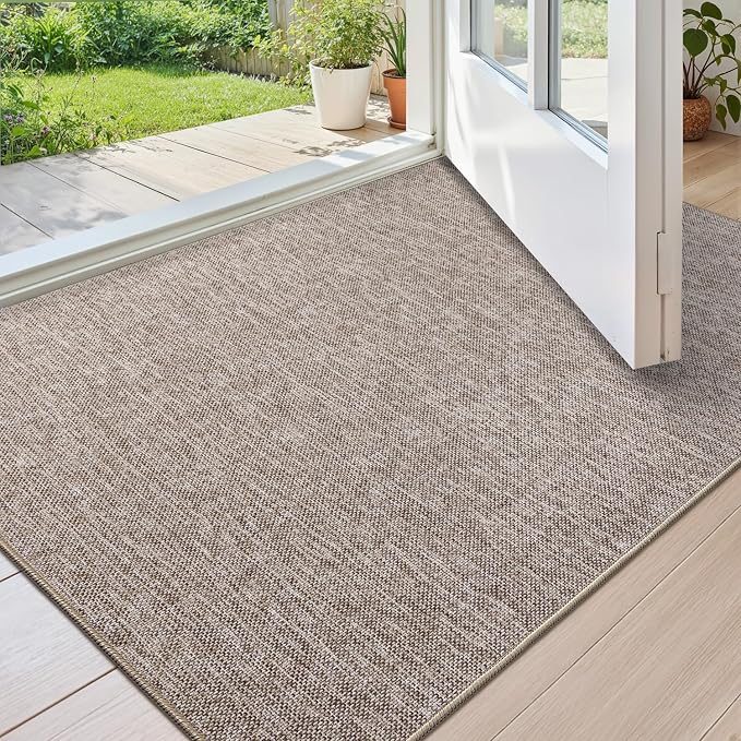 Color&Geometry Ultra Thin Indoor Door Mat 32"x48", Non Slip Rubber Backed Dirt by COLORG
