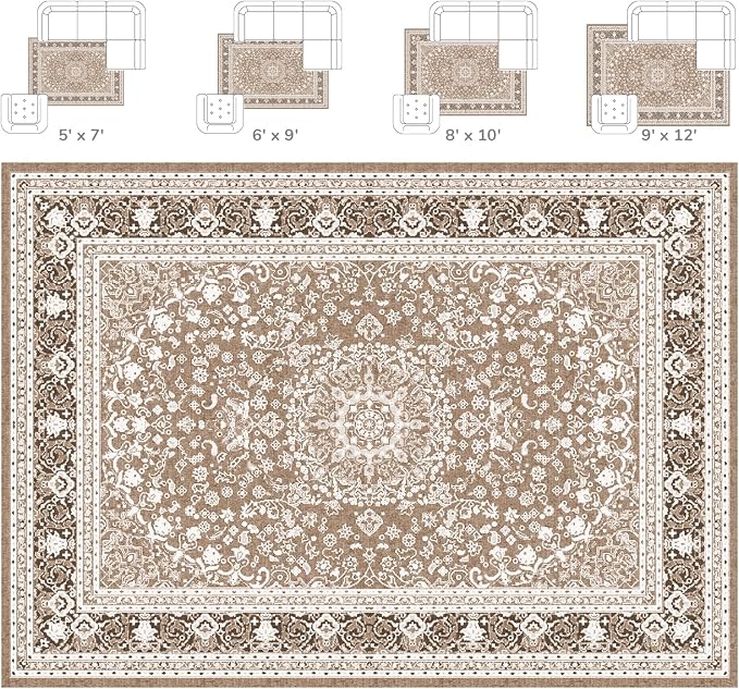Lessymo 8 x 10 Area Rugs for Living Room, Machine Washable Area Rugs Boho Faux - Image 2