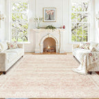 BILEEHOME Pink Washable 9x12 Area Rugs by BILEEHOME