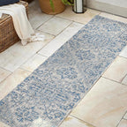JONATHAN Y Boho Medallion Indoor Outdoor Runner Rug 2X8 Navy/Gray, Estrella - Image 3