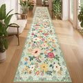 DUKINO 2x14 Runner Rug, Floral Long Washable Boho Kitchen Runner Rug by DUKINO