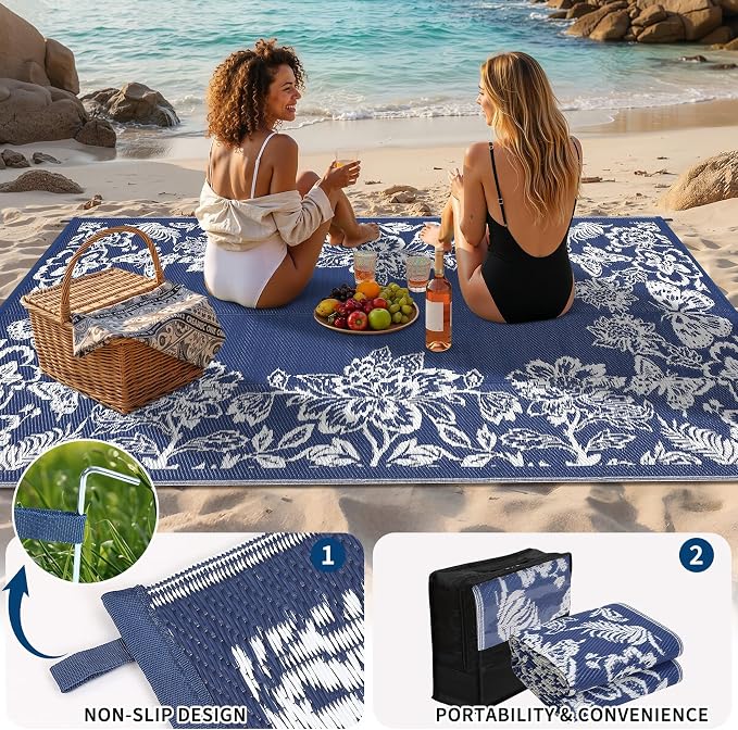 Garvee Outdoor Rugs 9' x 12’ Waterproof Reversible Mats, Large Area Plastic - Image 5