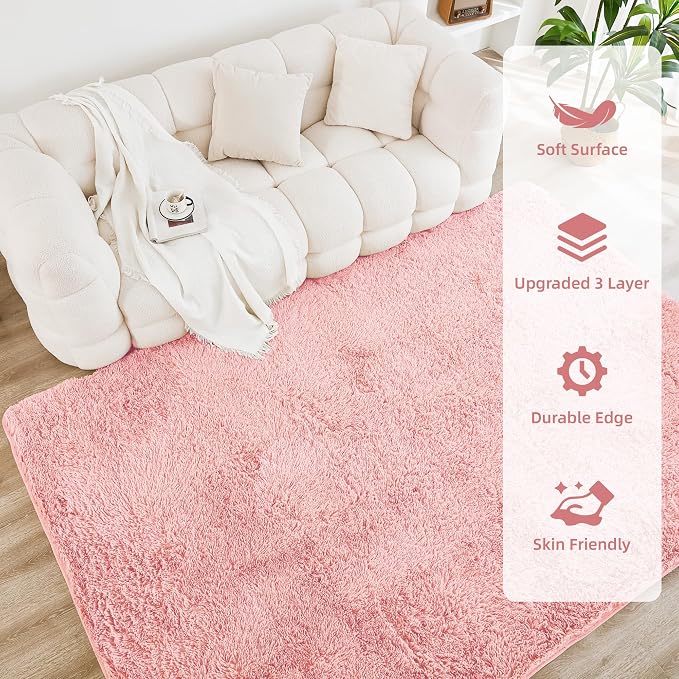 Litanika 4x6 Shag Area Rug for Living Room Bedroom, Non-Shedding Modern Indoor - Image 4