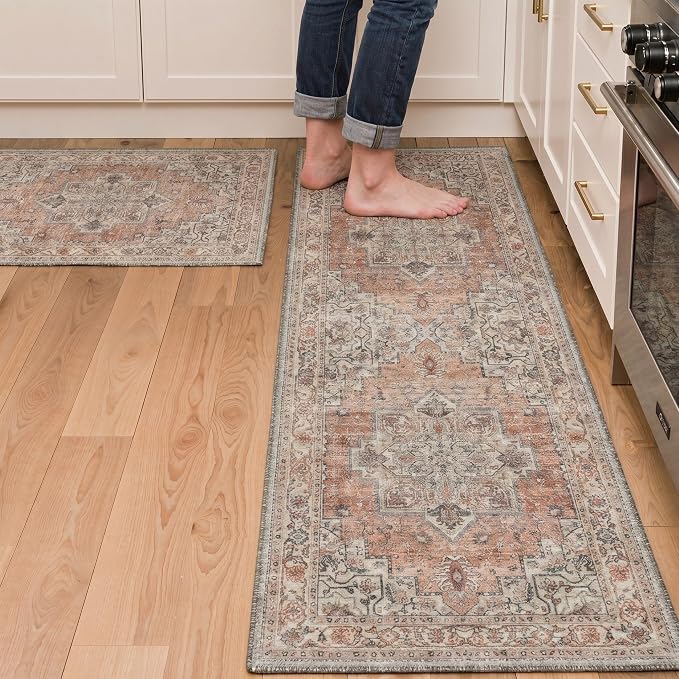 GENIMO Kitchen Rug Sets of 2, Non-Slip Washable Low-Pile Kitchen Mats by GENIMO