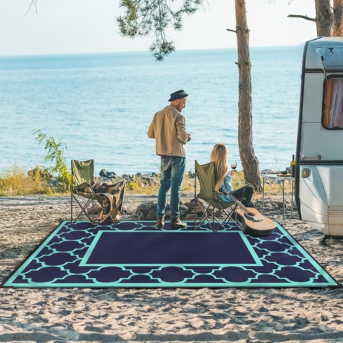GENIMO 9 ' x 12 ' Outdoor Rug for Patio, Waterproof Indoor Outdoor Plastic - Image 5