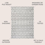 JONATHAN Y Moroccan Geometric Indoor Outdoor Square Area Rug 4X4 Cream/Black - Image 2