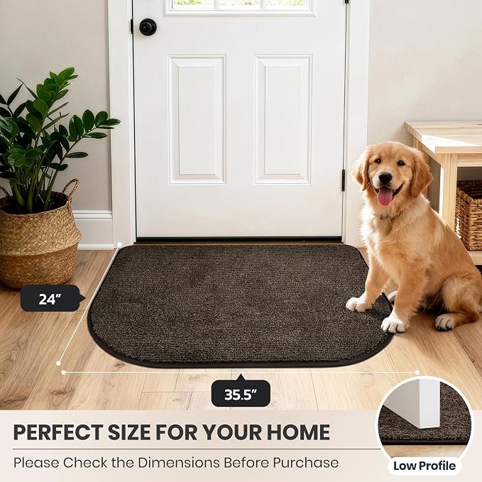 PURRUGS Dirt Trapping Door Mat Half Round 24" x 35.5", Non-Slip Machine - Image 8