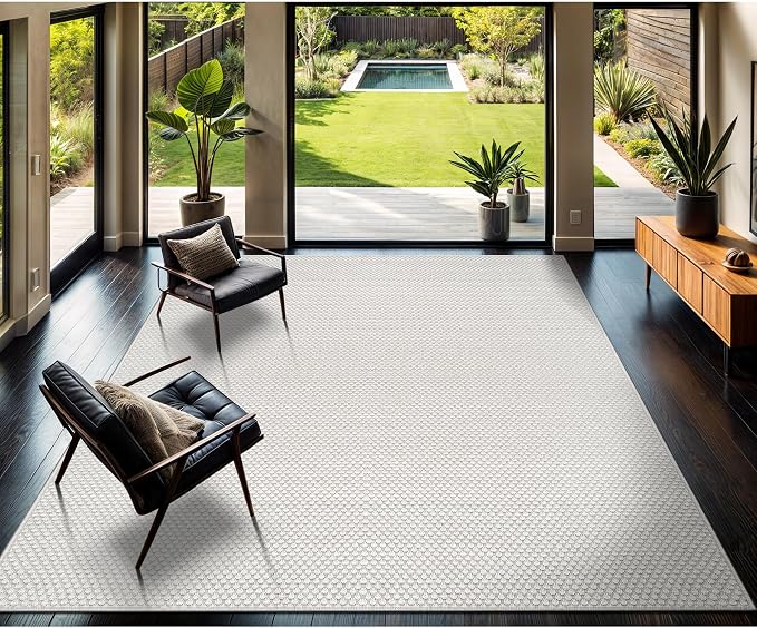 CAMILSON Easy Jute Rug 4x6, Indoor Outdoor Off-White Farmhouse Area Rugs - Image 10