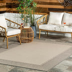 Nuloom Asha Light Grey/Ivory, Striped Border, Soft and Cozy, High Traffic by nuLOOM