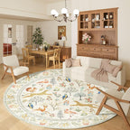 DUKINO 6ft Round Rug for Bedroom, Animal Print Washable Circle Rug by DUKINO