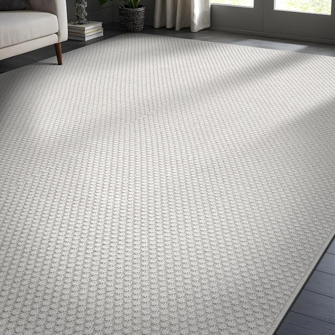 CAMILSON Easy Jute Rug 5x7, Indoor Outdoor Off-White Farmhouse Area Rugs - Image 8