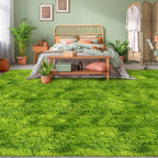 Soft Fluffy Grass Green Area Rug 8x10 by TENNOLA