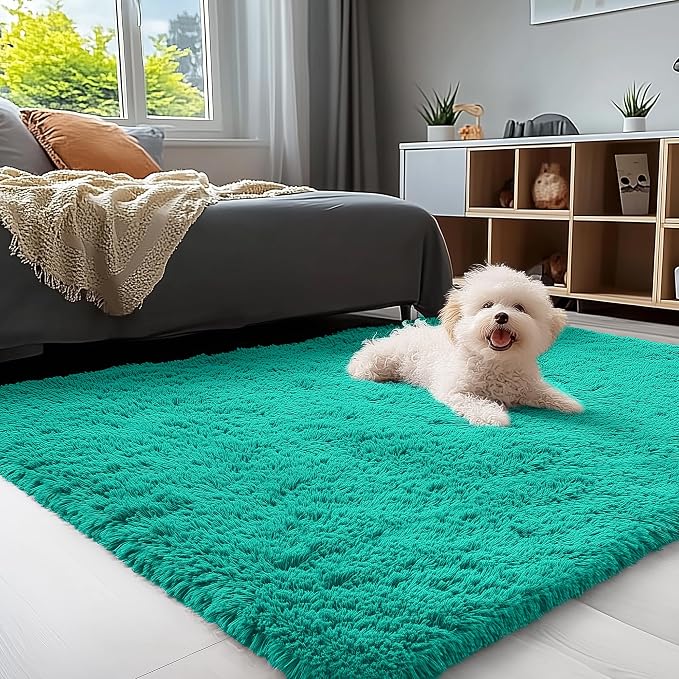 OLANLY 3x5 Machine Washable Small Bedside Rug, Soft Fluffy Shaggy Rugs by OLANLY