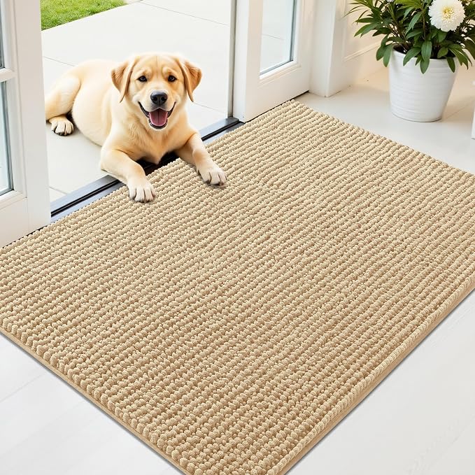 OLANLY Dog Door Mat for Muddy Paws 44x32, Ultra Absorbent Chenille Mud Doormat by OLANLY