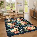 DUKINO 4x6 Area Rug, Floral Non-Slip Indoor Washable Rug - Image 3