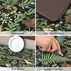 Black Green Botanical Kitchen Rugs Set of 2 Plant Leaf Anti-Fatigue Kitchen Mat - Image 4