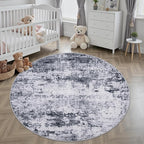 Round Area Rug for Living Room: 5 ft Washable Modern Abstract Soft Thin Rug - Image 3