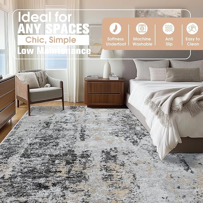 10x14 Area Rugs for Living Room Rug Washable: Abstract Large Rug Indoor Modern - Image 2