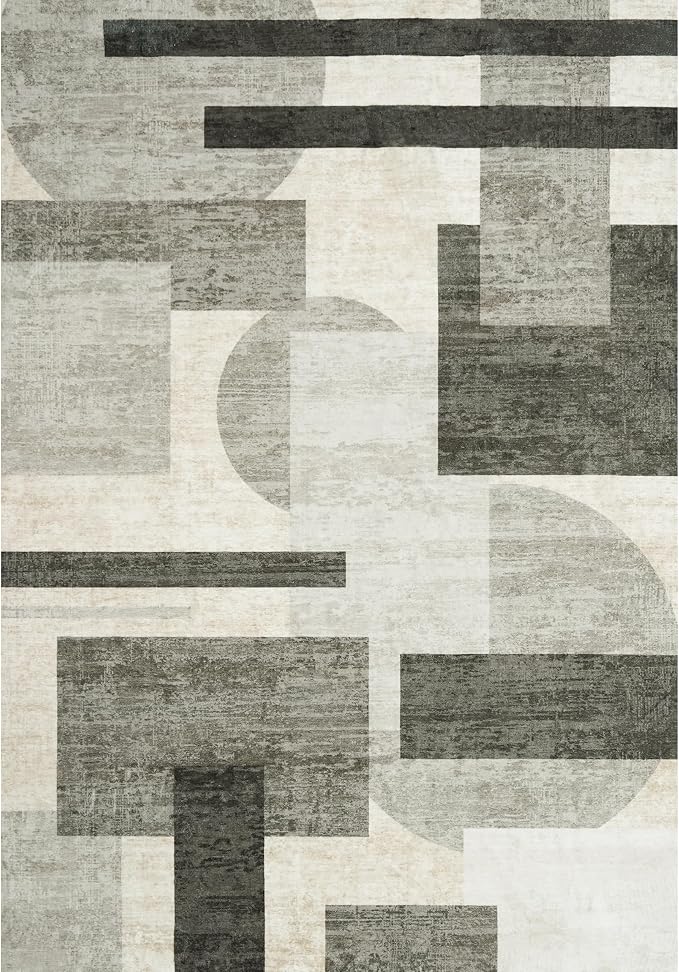 Modern Rug for Living Room 8x10: Geometric Soft Low Pile Carpet for Bedroom - Image 7